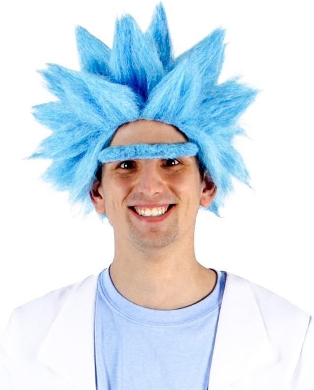 Ricky Sanchez Cosplay Blue Wig and Eyebrow Set for Adults