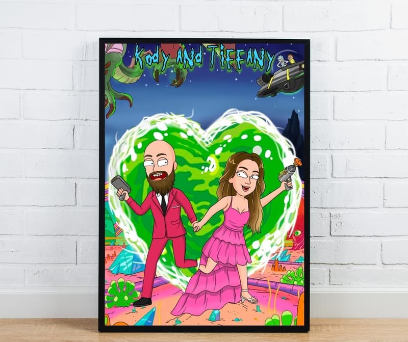Couple Art: Personalized R & Morty Cartoon Portrait