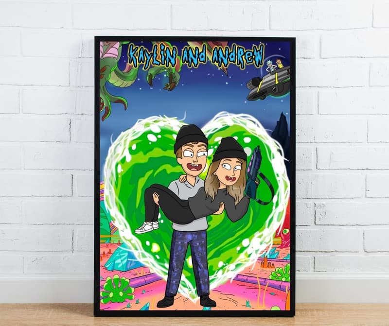 Couple Art: Personalized R & Morty Cartoon Portrait
