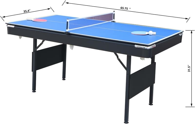 65.75in 3-in-1 Foldable Pool Table & Ping Pong Combo