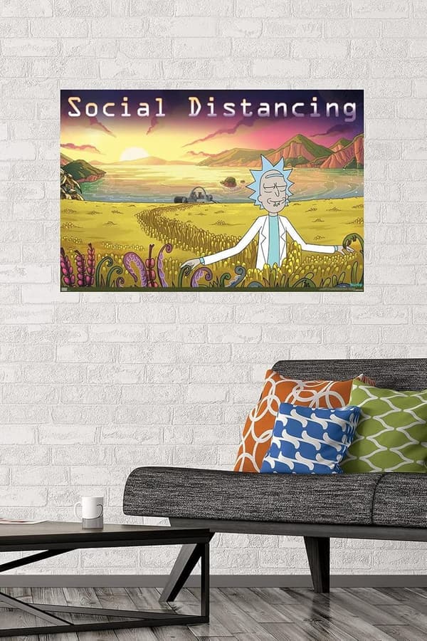 Rick and Morty Social Distancing Wall Poster, 22.375
