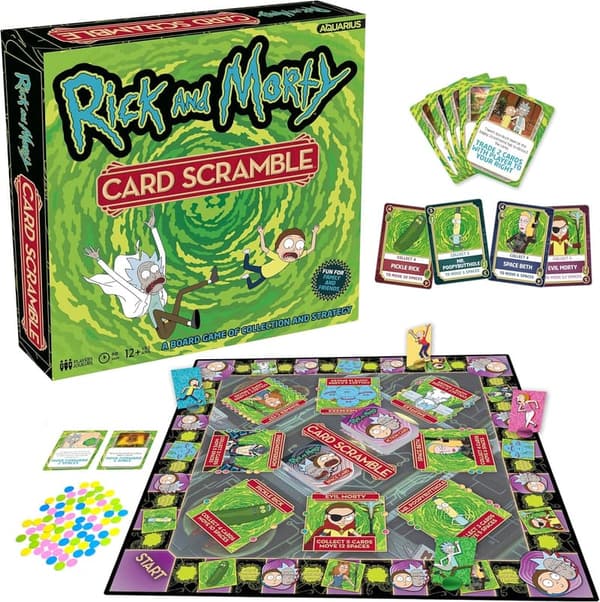 Rick and Morty Aquarius Card Scramble Board Game