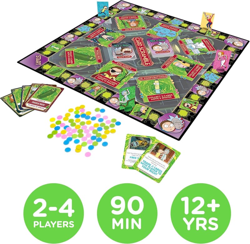 Rick and Morty Aquarius Card Scramble Board Game