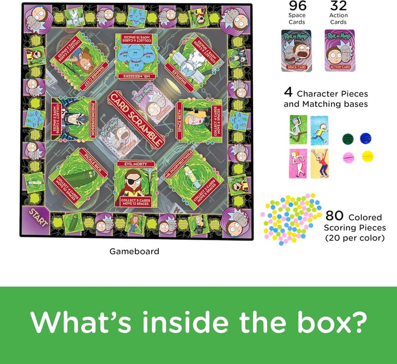 Rick and Morty Aquarius Card Scramble Board Game