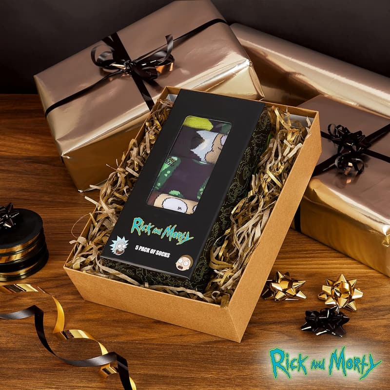 Funny Calf Socks - Pack of 5, Pickle Rick Gifts for Men