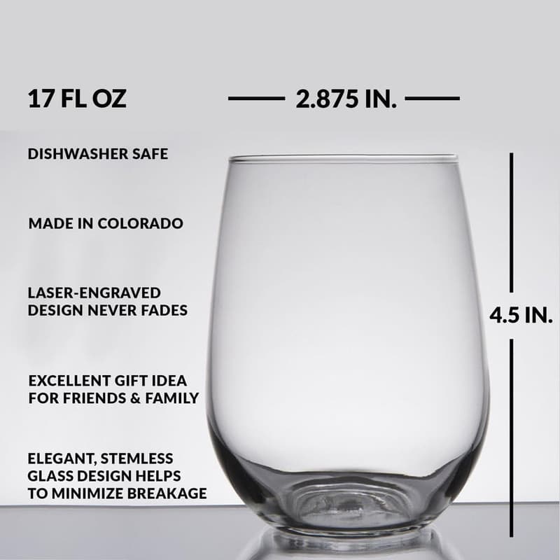 Rick and Morty Engraved Stemless Wine Glass, 17oz Gift
