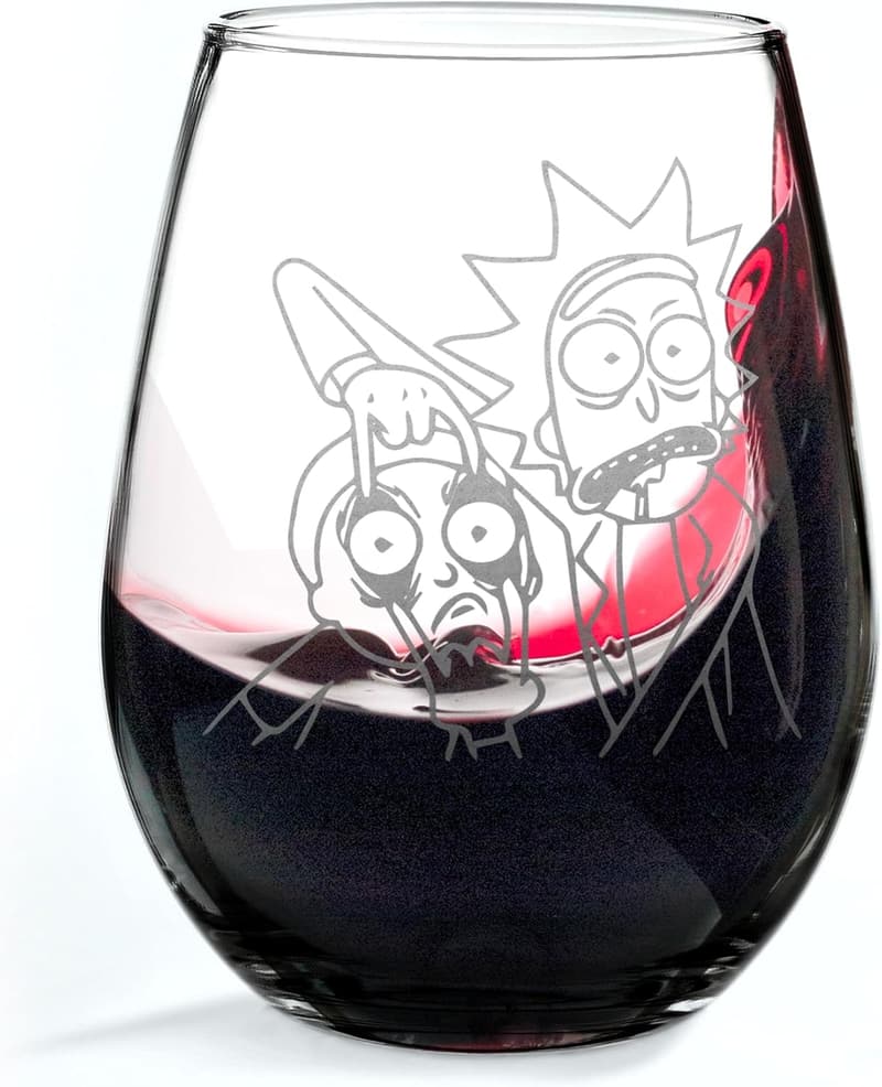 Rick and Morty Engraved Stemless Wine Glass, 17oz Gift