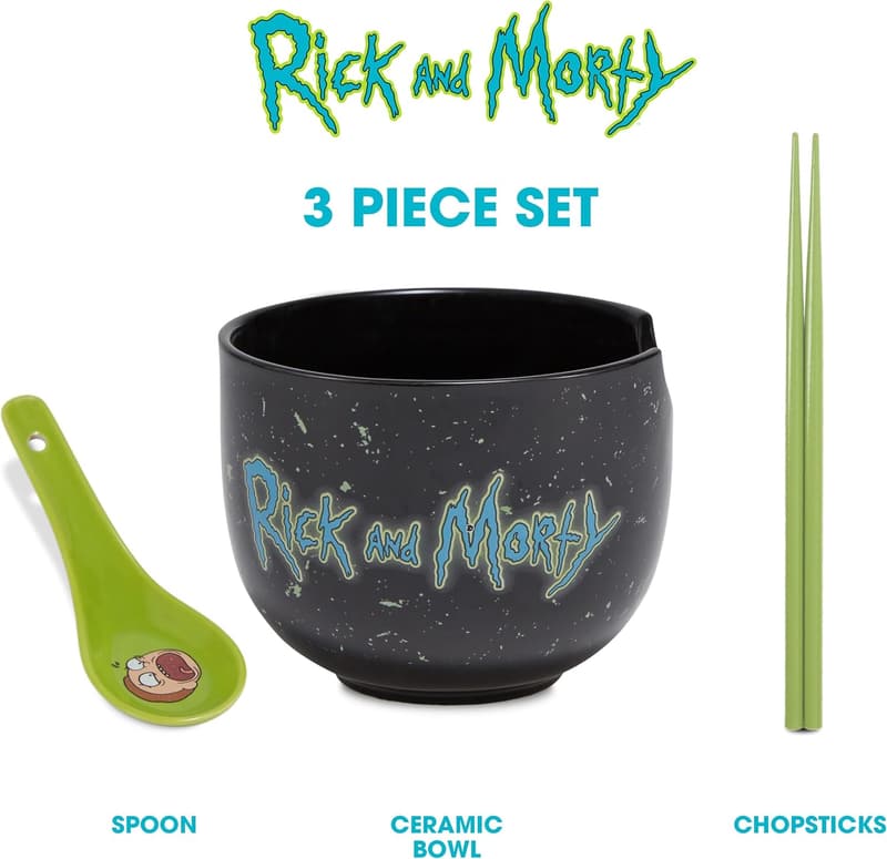 Rick and Morty Ceramic Ramen Bowl Set with Chopsticks - 16 oz