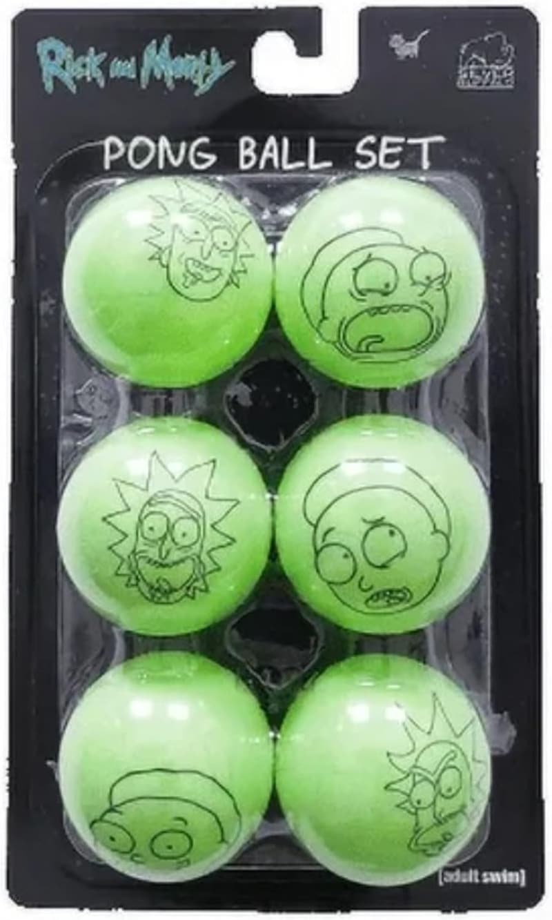 Rick and Morty Neon Green Pong Ball Set - 6 Standard Balls