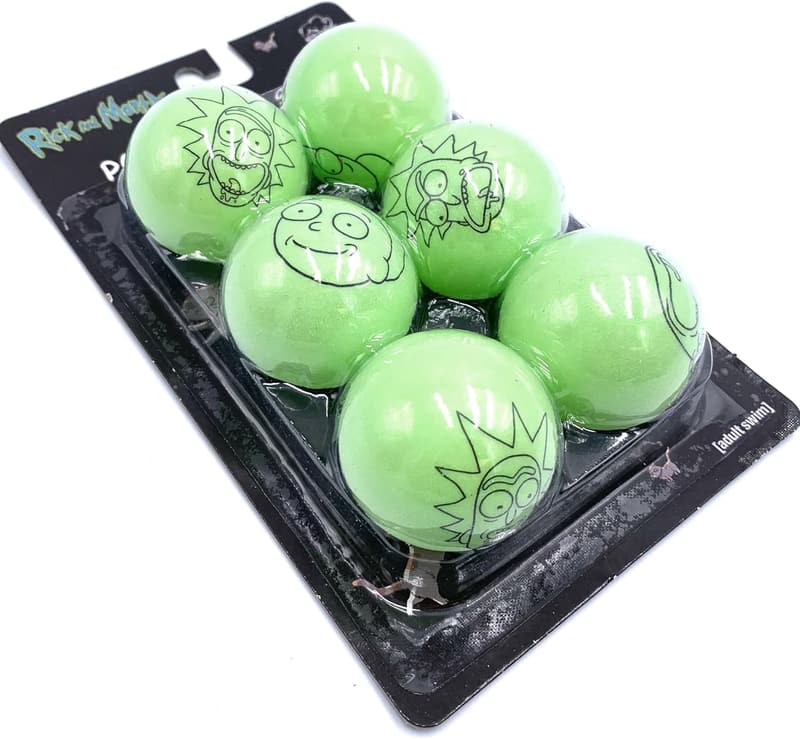 Rick and Morty Neon Green Pong Ball Set - 6 Standard Balls