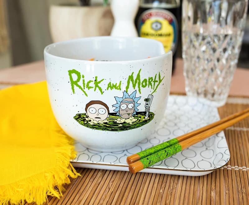 Rick and Morty Japanese Ceramic Dinnerware Set with Ramen Bowl & Chopsticks