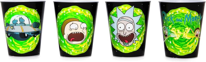 Rick and Morty Set of 4 Plastic Shot Glasses