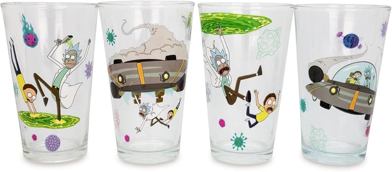 Rick and Morty 16 oz Pint Glasses Set of 4 for Beverages