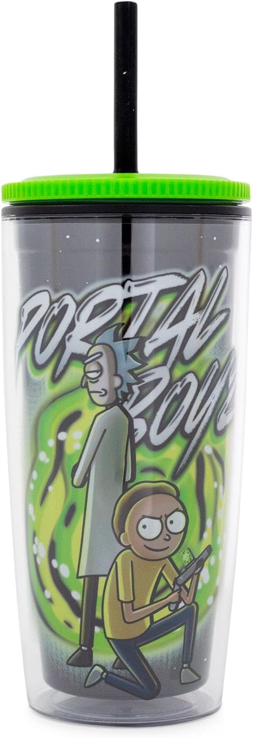 Rick and Morty 20 oz Tumbler with Leak-Resistant Lid and Straw