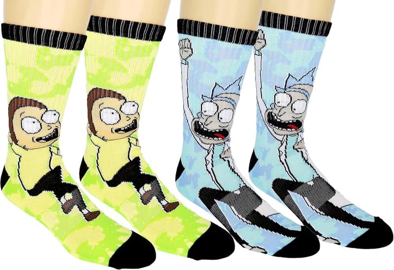 Rick and Morty Crew Socks - 2 Pair Pack for Men & Women