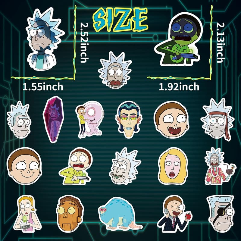 Rick and Morty Vinyl Sticker Pack - 50 Waterproof Stickers