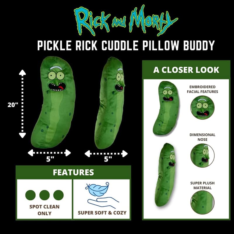 Pickle Rick Plush Cuddle Pillow - Officially Licensed