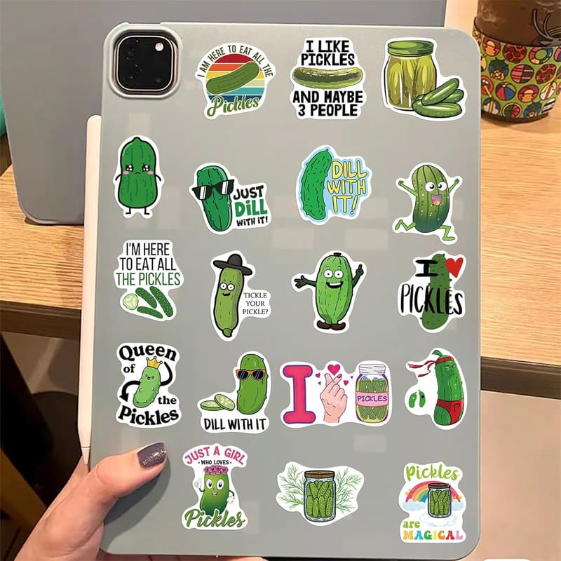 Funny Pickle Stickers - 50 Waterproof Vinyl for Adults