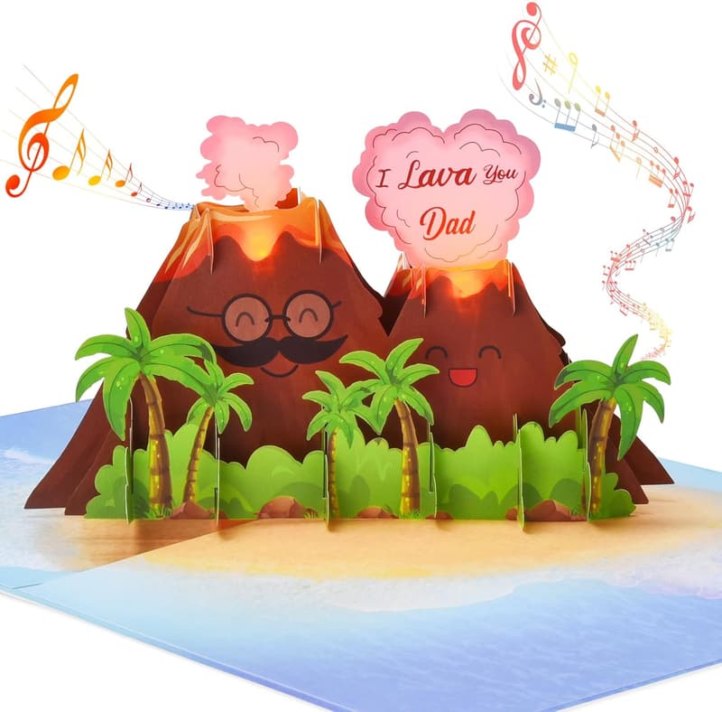 Funny 3D Pop-Up Father's Day Card with Lights & Music