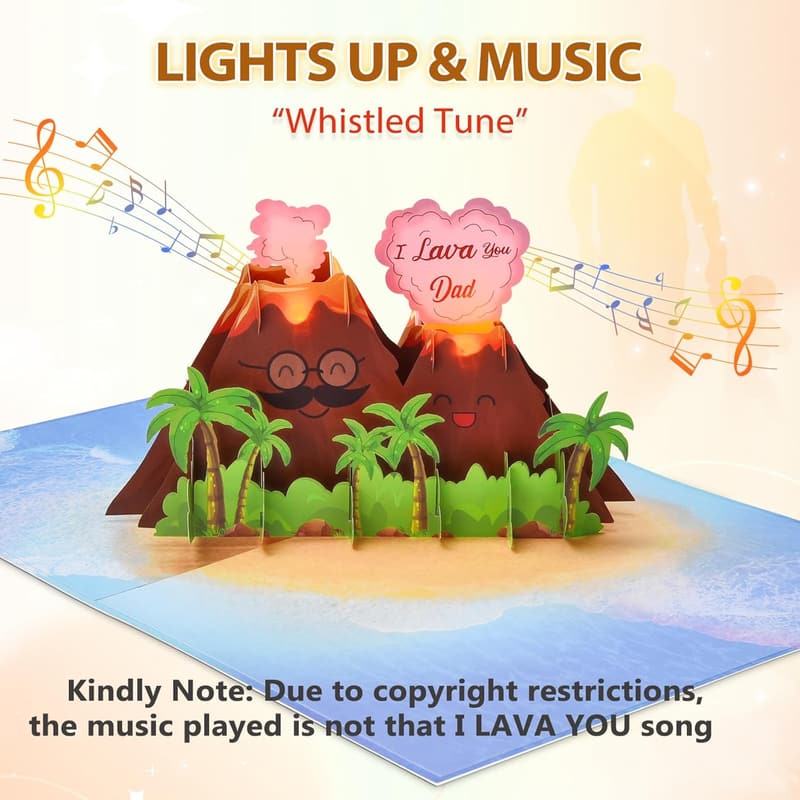 Funny 3D Pop-Up Father's Day Card with Lights & Music