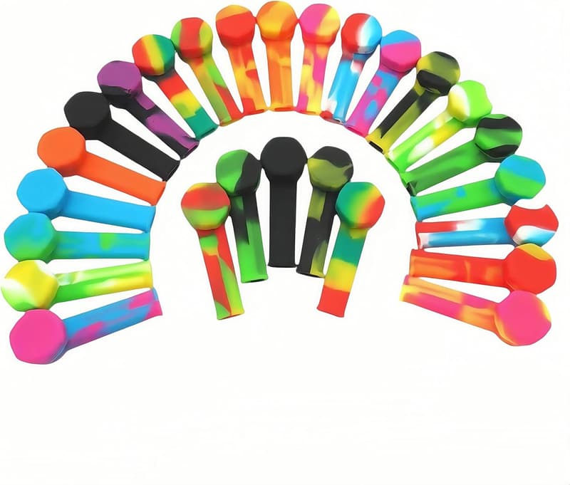Colorful Silicone Tobacco Pipe with Metal Bowl, Easy to Clean