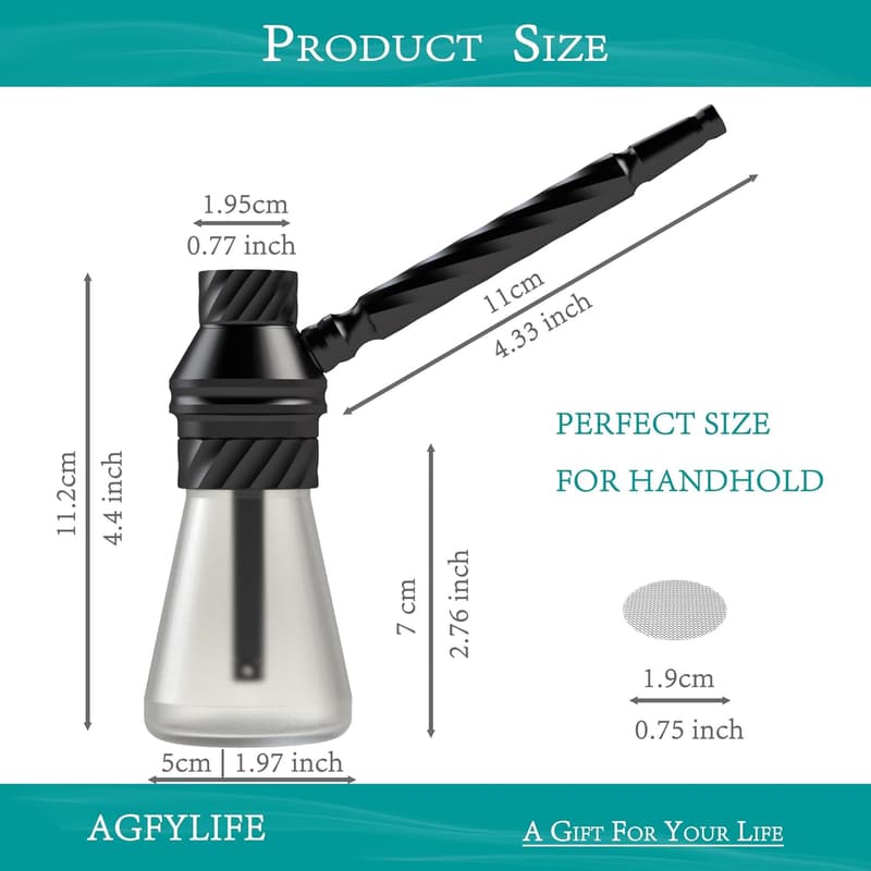 Portable Travel Hookah Set - Premium Mini Glass Shisha, Black