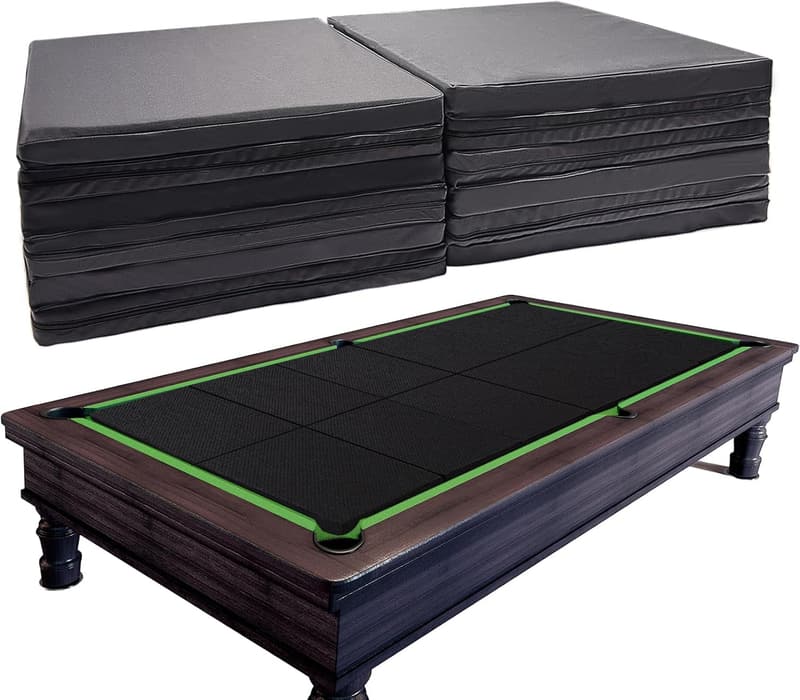 Pool Table Protection Mat - Foldable, Removable Foam, Black