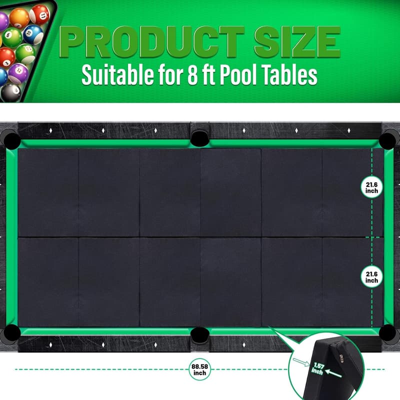 Pool Table Protection Mat - Foldable, Removable Foam, Black