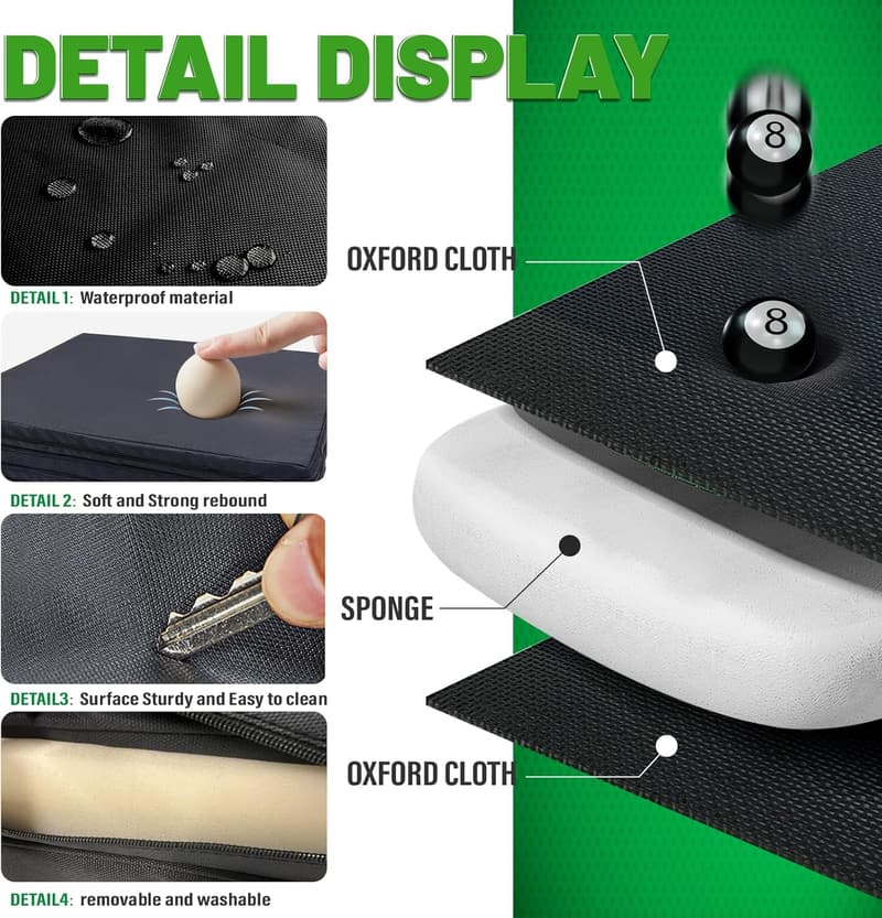 Pool Table Protection Mat - Foldable, Removable Foam, Black
