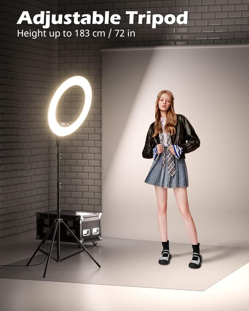 22'' Dimmable LED Ring Light with 72'' Stand and Phone Holder