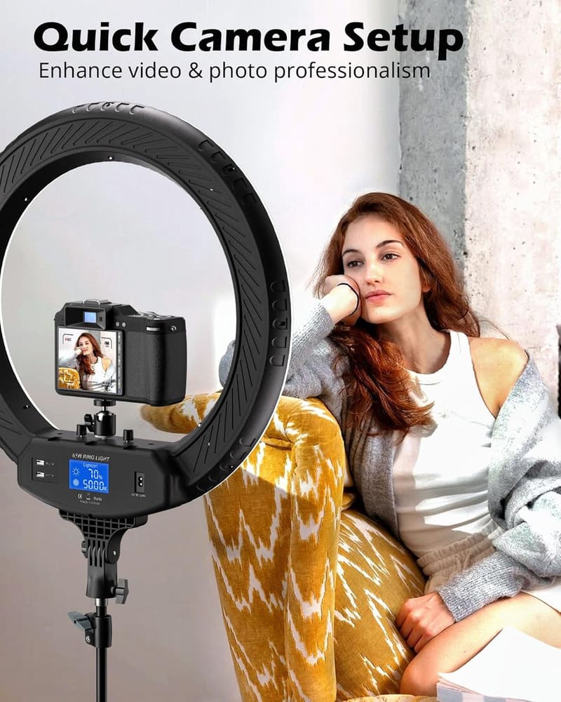 22'' Dimmable LED Ring Light with 72'' Stand and Phone Holder
