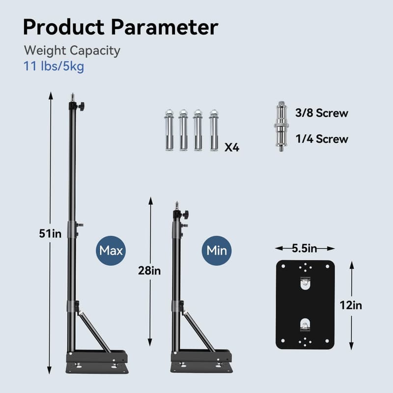 Photography Wall Mount Ring Light with Flexible Triangle Boom Arm