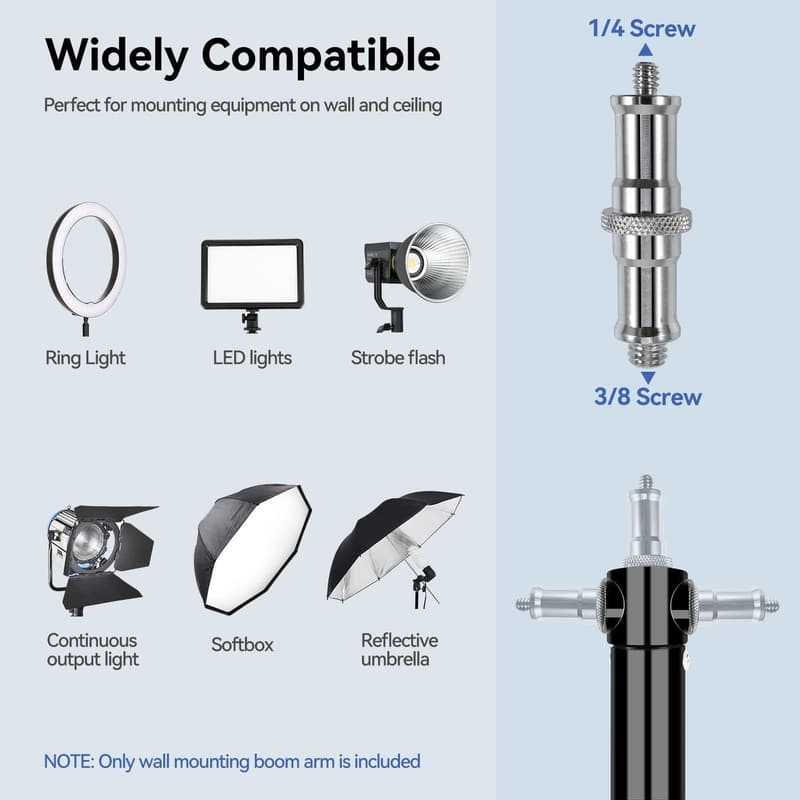Photography Wall Mount Ring Light with Flexible Triangle Boom Arm