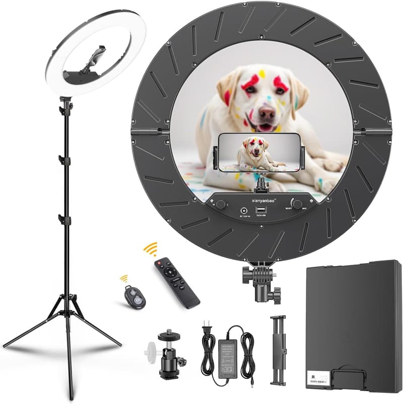 18-Inch Dimmable LED Ring Light Kit with Tripod and Remote