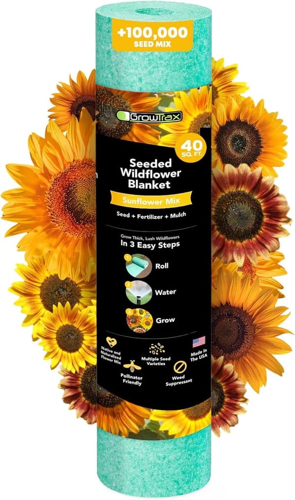 Eco-Friendly Sunflower & Wildflower Seed Mat - 40 sqft Garden Mix