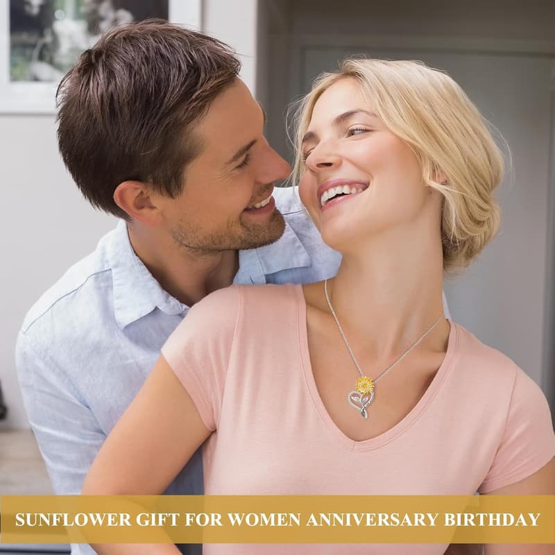 18k Gold Plated Sunflower Necklace for Her Anniversary Gift