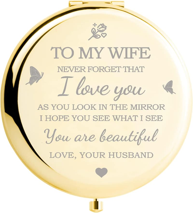 Gold Compact Mirror for Wife - 