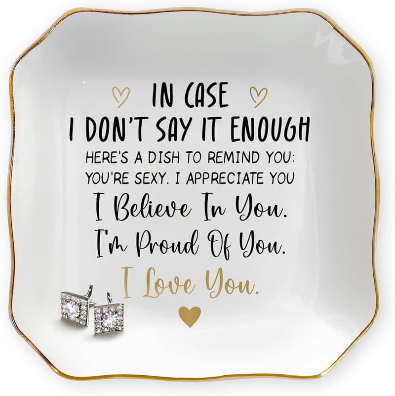 Anniversary Ceramic Jewelry Dish Tray for Her, 4