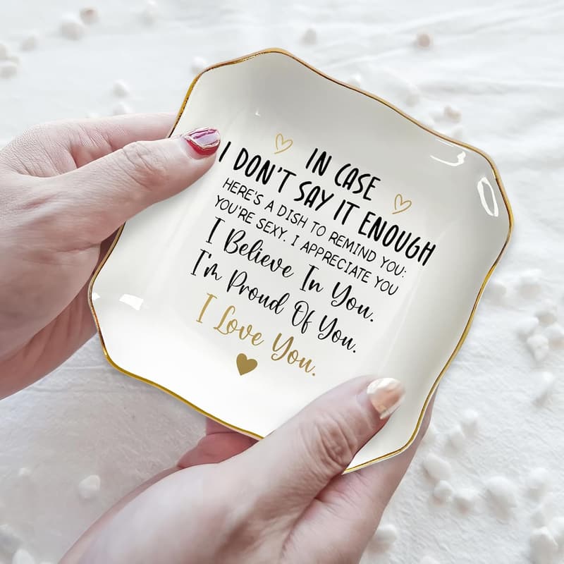 Anniversary Ceramic Jewelry Dish Tray for Her, 4