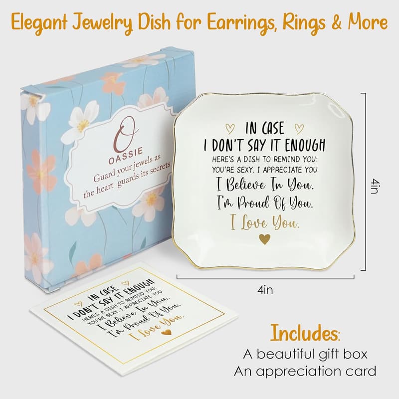 Anniversary Ceramic Jewelry Dish Tray for Her, 4
