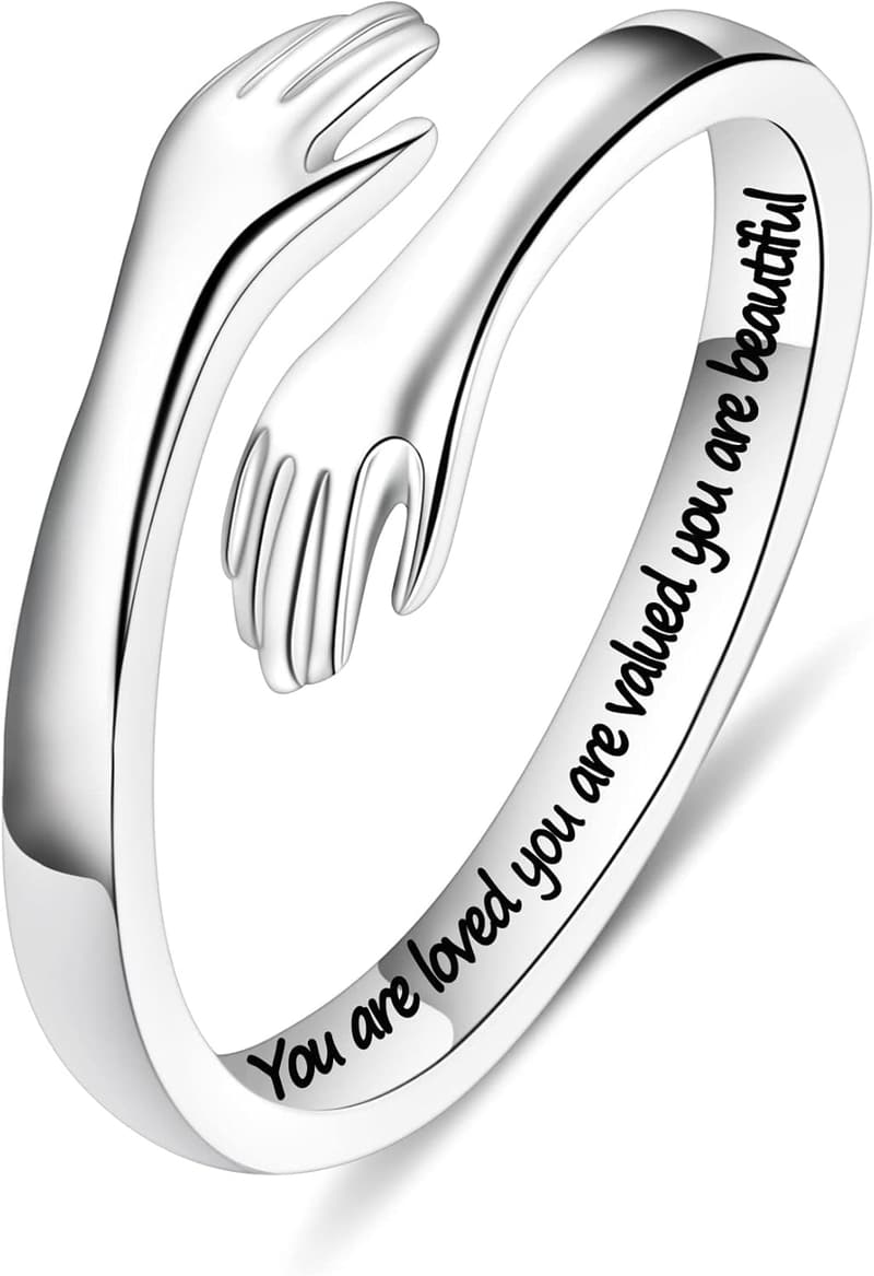 Sterling Silver Adjustable Hug Ring for Women - Mother's Day Gift