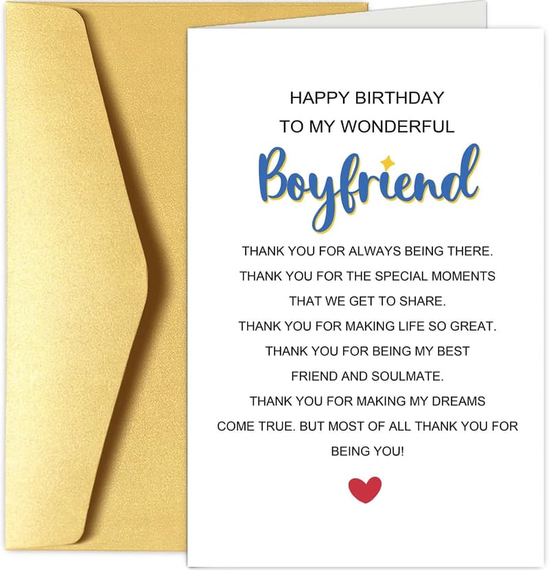 Birthday Card with Romantic Poem for Boyfriend