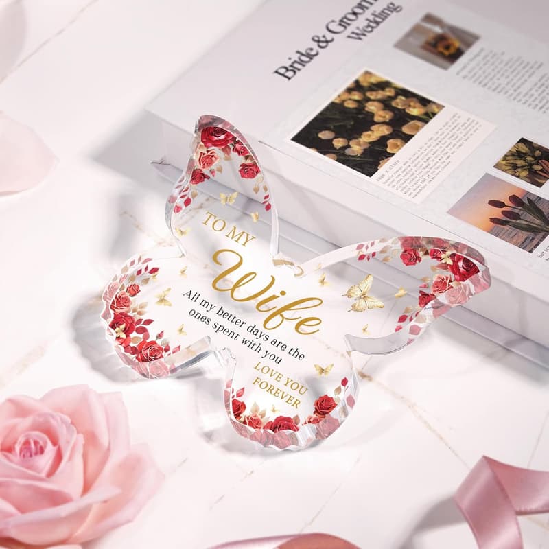 Wife's Anniversary Butterfly Acrylic Plaque Decor