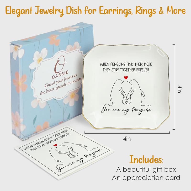 Anniversary Ceramic Jewelry Dish for Women - 4