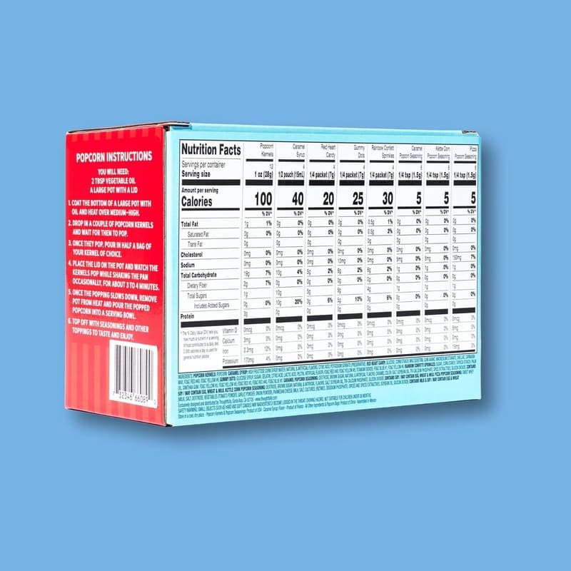 Family Movie Night Supplies Kit with Popcorn, Seasonings & Treats