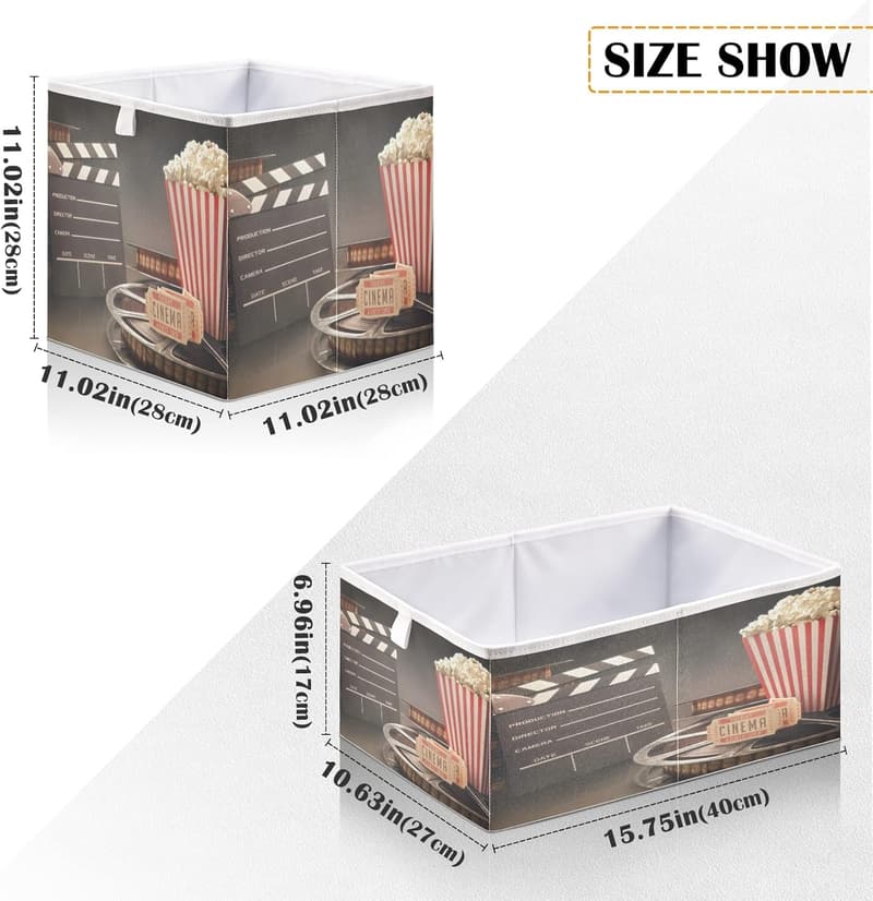 Large Collapsible Storage Bin for Home Décor, 15.8 x 10.6 x 7 in
