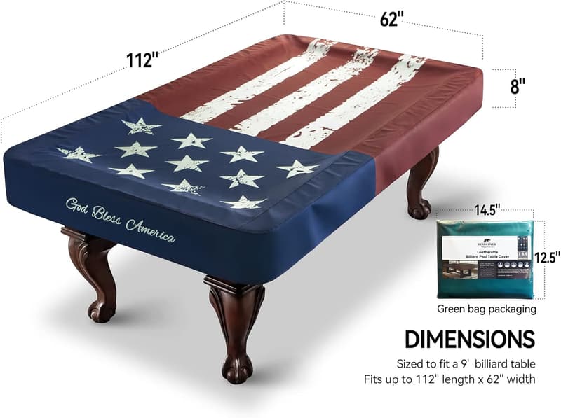 Waterproof Billiard Table Cover, Heavy Leatherette, 9FT