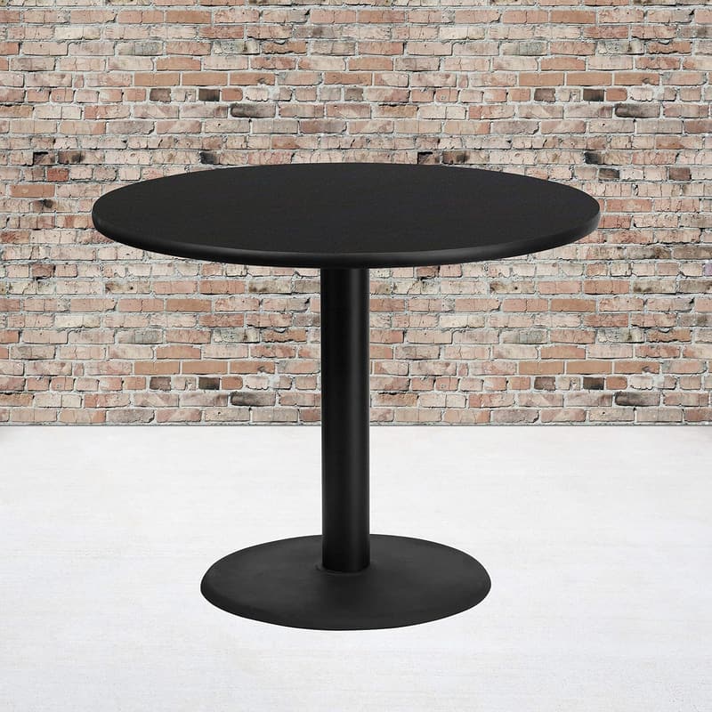 36'' Round Black Laminate Table with 24'' Base