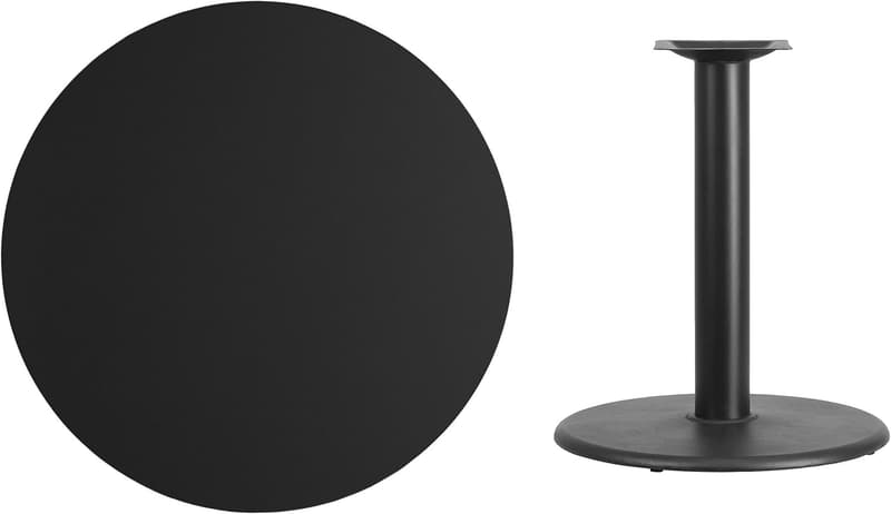 36'' Round Black Laminate Table with 24'' Base