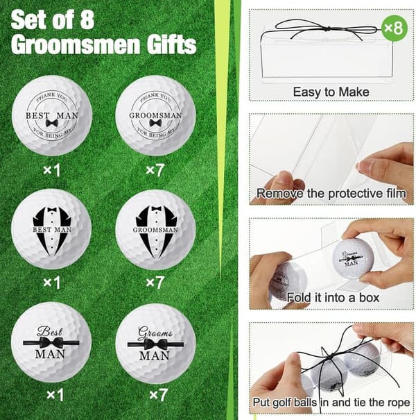 Groomsmen Proposal Golf Balls with PVC Boxes and Ropes